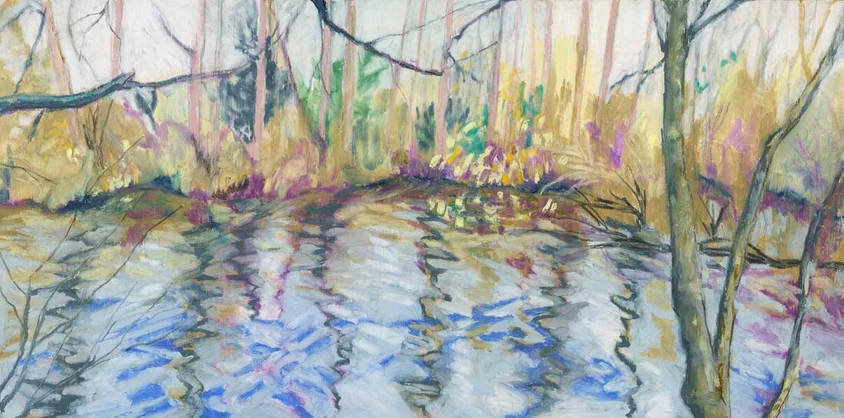 reflection pond on birchwood painting arabella young art artist vancouver island saanich bechwith