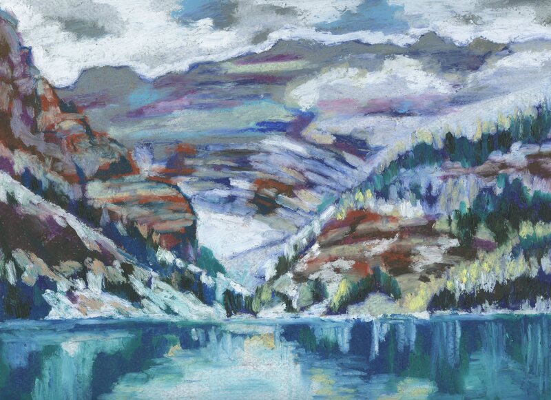 lake louise landscape art oil pastel print original card greeting buy arabella young impressionism canada