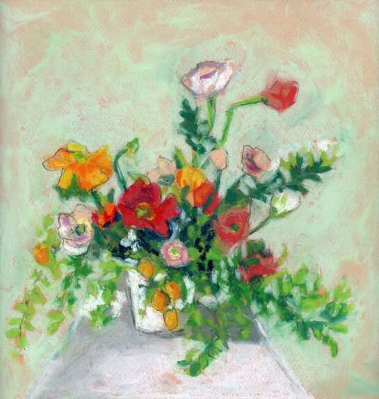 poppy floral print artist oil paint arabella young