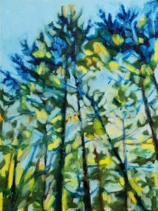 light through trees oil pastels arabella young artist local commission paintings sidney victoria bc