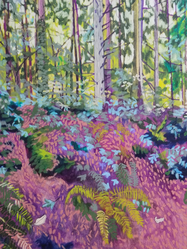 arabella veronica young pink hypersensitivity forest art artist painting oil wood technique victoria bc sidney forest 